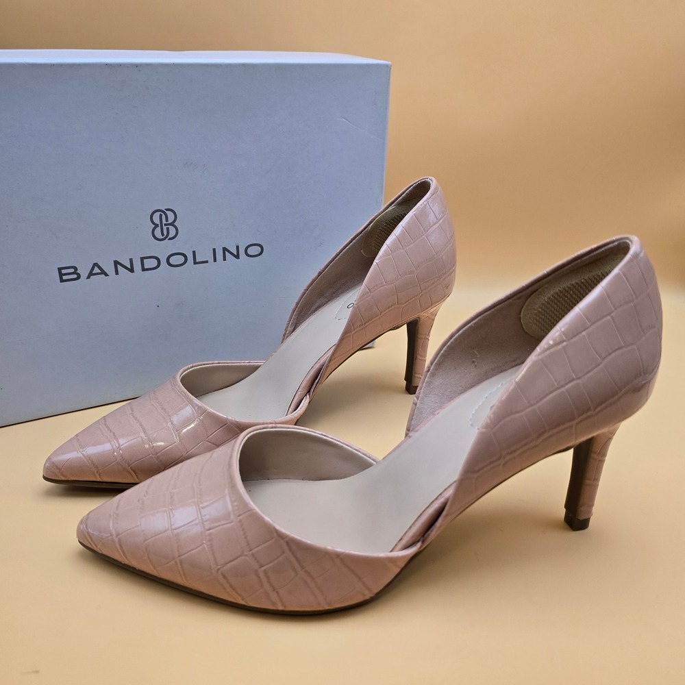 Bandolino Grenow3 Pink Croc Embossed d'Orsay Pointed Toe Stiletto Pumps Heels 7M